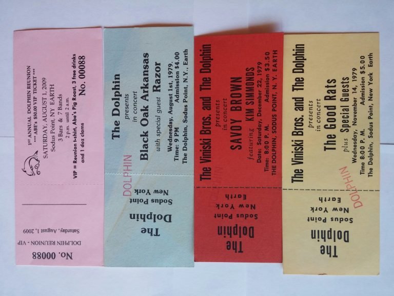 Four Dolphin tickets: a 2009 reunion pass and 1979 concerts by Black Oak Arkansas, Savoy Brown and the Good Rats